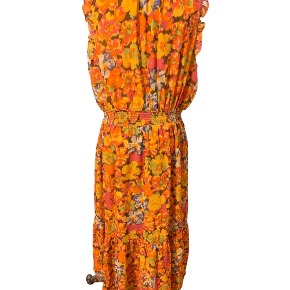 J Crew Smocked-Waist Dress Floral Size Large Tall - Picture 7 of 10